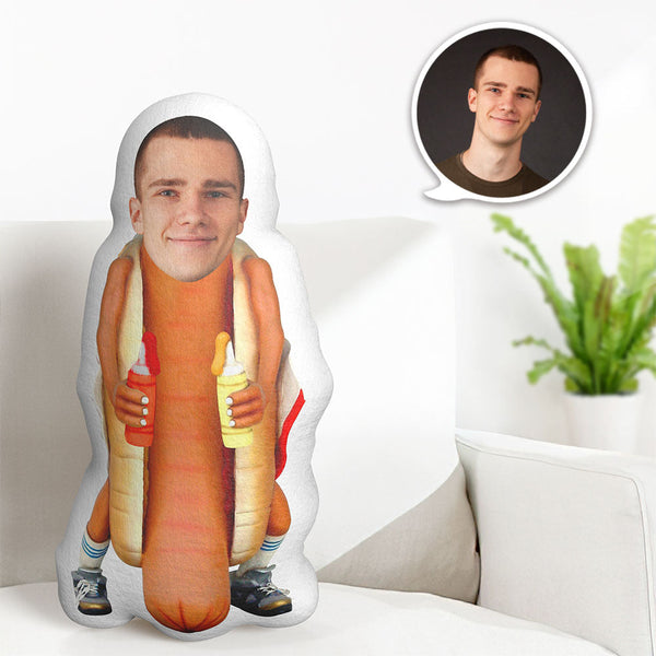 Benutzerdefiniertes Gesichtskissen Mini Me Dolls Hot Dog Man Personalisierte Fotogeschenke