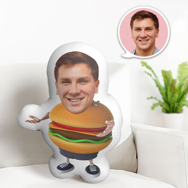 Benutzerdefinierte Gesichtskissen Minime Puppen Hamburger Mann Personalisierte Fotogeschenke