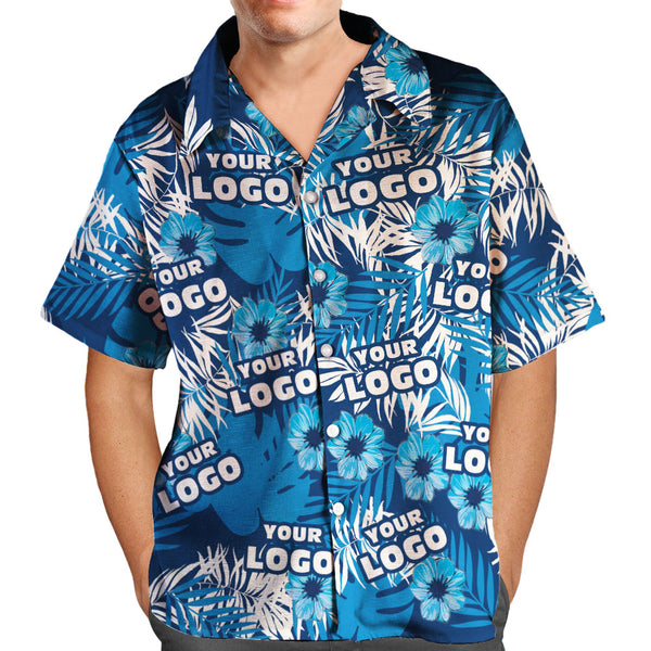 Kundenspezifisches Logo-hawaii-hemden Blumen Und Blätter Entwerfen Personalisiertes Aloha-strand-hemd Für Männer