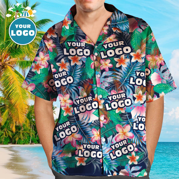 Kundenspezifisches Logo-hawaii-hemden-bunte Blumen Personalisiertes Aloha-strand-hemd Für Männer