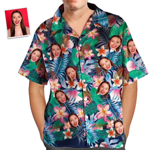 Kundenspezifisches Logo-hawaii-hemden-bunte Blumen Personalisiertes Aloha-strand-hemd Für Männer