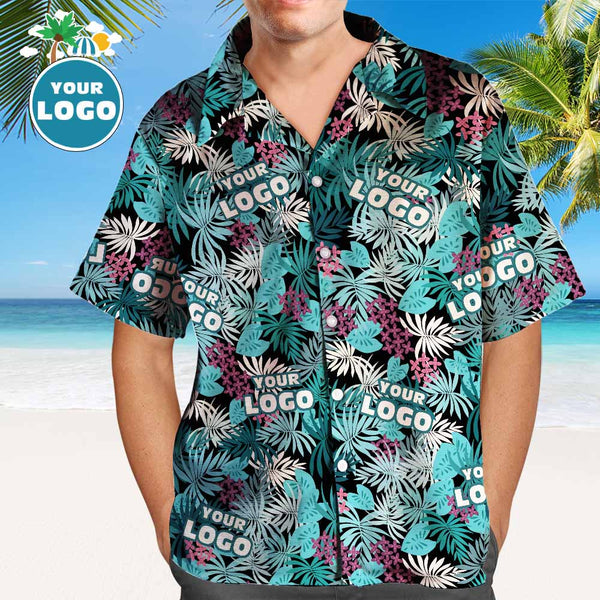 Kundenspezifisches Logo-hawaii-hemden-sommer-blätter Entwerfen Personalisiertes Aloha-strand-hemd Für Männer