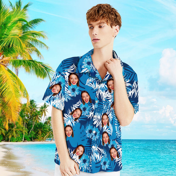 Kundenspezifisches Logo-hawaii-hemden Blumen Und Blätter Entwerfen Personalisiertes Aloha-strand-hemd Für Männer