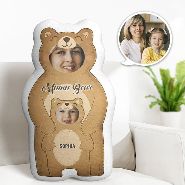 Benutzerdefiniertes Fotokissen Bär Mama Mit Kindern, Personalisierte Namen, Geschenke Für Mama
