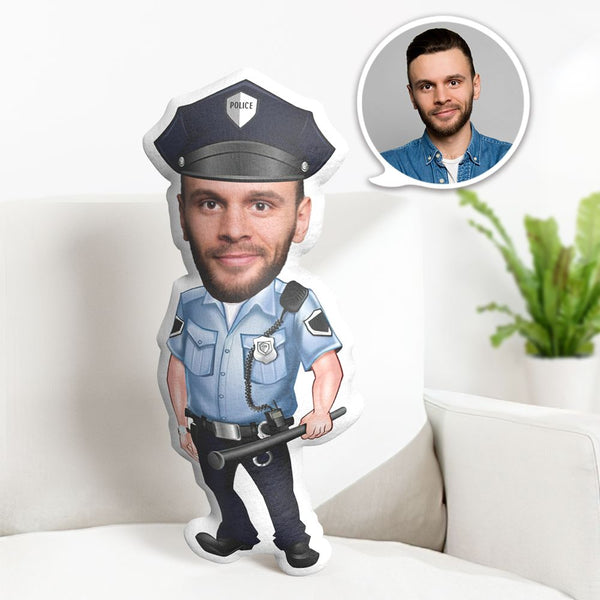 Personalisiertes Gesichtskissen Personalisierte Gesichtspuppe Polizist Hält Schlagstock Puppe Minime Kissengeschenke Für Ihn
