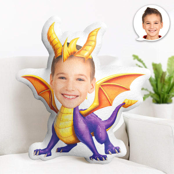 Benutzerdefiniertes Gesichtskissen Personalisiertes Fotokissen Lila Dinosaurier Minime Kissengeschenke Für Kinder