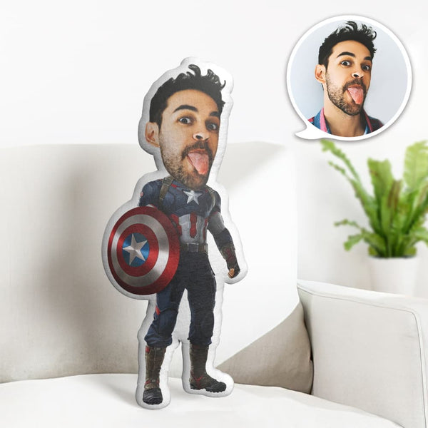 Benutzerdefiniertes Gesichtskissen Personalisiertes Fotokissen Captain America Minime Kissengeschenke Für Ihn