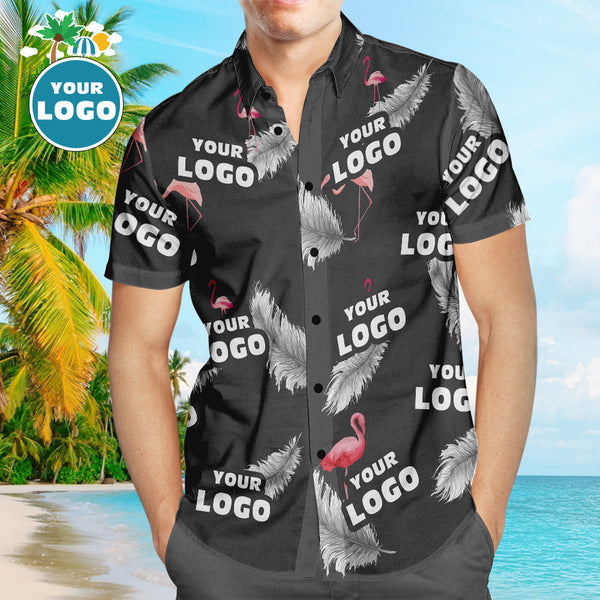 Kundenspezifisches Logo-hawaiianer-hemd-buntes Flamingo-entwurfs-aloha-strand-hemd Für Männer