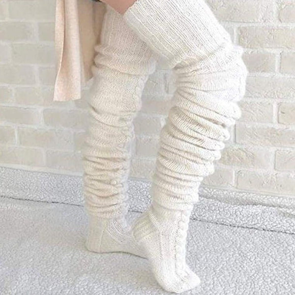 Gestrickte Over The Knee Socken  Winter-Beinwärmer für Frauen  Overknee Dicke Beinwärmer