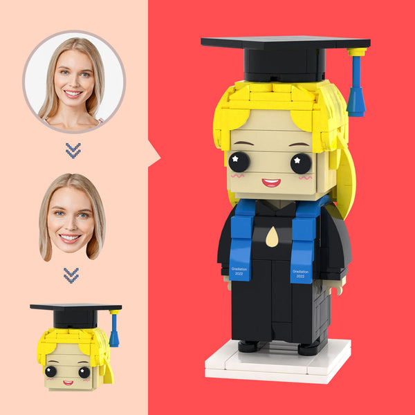 Kundenspezifischer Kopf Abschluss Baccalaureat Figuren kleiner Partikelblock Spielzeug anpassbare Brick Kunst Geschenke
