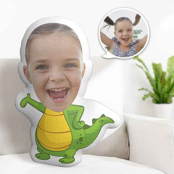 Kundenspezifisches Gesichts-kissen Personalisiertes Foto-kissen Gelbbauch-dinosaurier-minime-kissen-geschenke Für Kinder - dephotoblanket