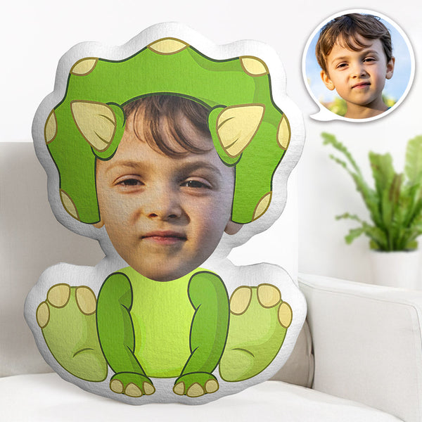 Personalisiertes Gesichtskissen Personalisiertes Fotokissen Zwei Gehörnte Dinosaurier Minime Kissengeschenke Für Kinder - dephotoblanket