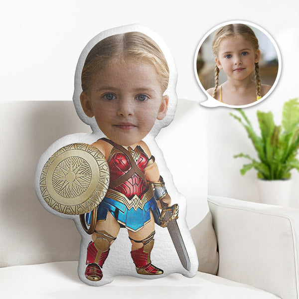 Personalisiertes Gesichtskissen Personalisiertes Fotokissen Waffe Wonder Woman Minime Kissen Geschenke Für Kinder - dephotoblanket