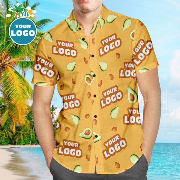 Benutzerdefiniertes Logo Hawaiian Shirts Avocado Personalisiertes Aloha Beach Shirt Für Männer - GesichtSocken