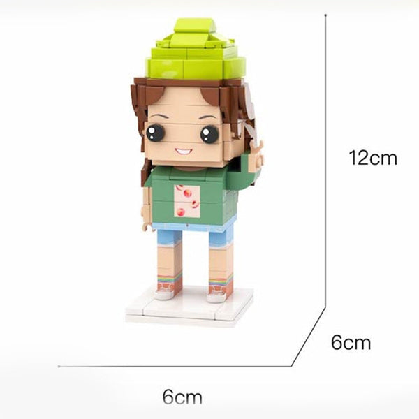 Kundenspezifischer Kopf Mädchen Brautkleid Figuren kleiner Partikelblock Spielzeug anpassbare Brick Kunst Geschenke