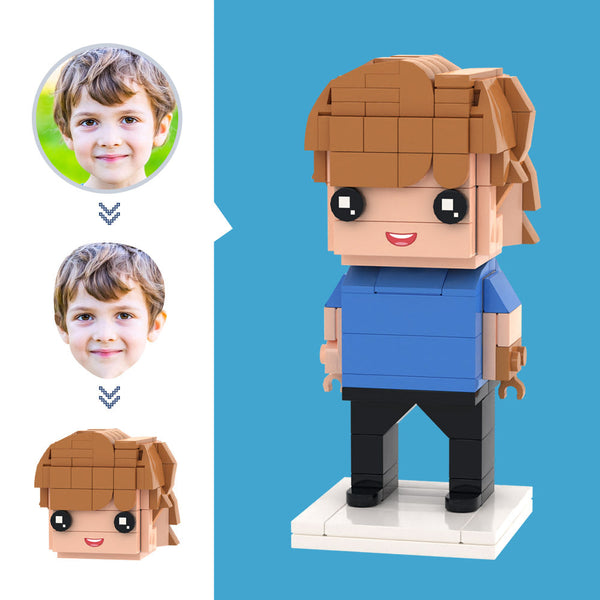 Kundenspezifische Head Boy-figuren Kleines Partikelblock-spielzeug Anpassbare Backstein-kunst-geschenke