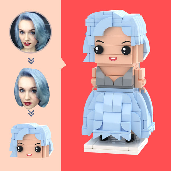 Kundenspezifischer Kopf Prinzessin Elsa Figuren kleiner Partikelblock Spielzeug anpassbare Brick Kunst Geschenke