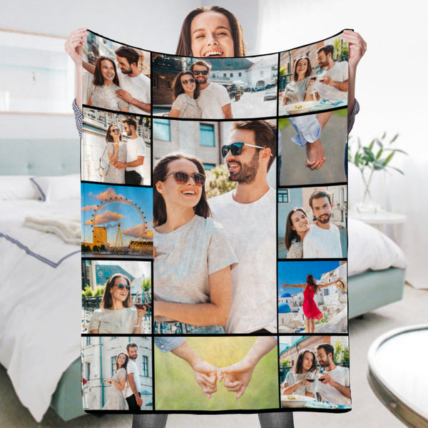 Benutzerdefinierte Fotodecke, Personalisierte Collage-fotodecke, Fotoalbum-decke, Geschenke Für Verliebte - dephotoblanket
