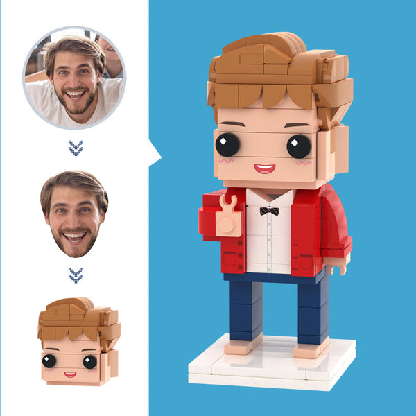 Kundenspezifischer Kopf Junge Figuren klein Partikelblock Spielzeug Anpassbare 1 Person Backstein Kunst Geschenke