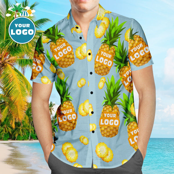 Kundenspezifisches Logo-hawaii-hemden-blaue Lustige Ananas-personalisiertes Aloha-strand-hemd Für Männer