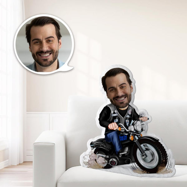 Benutzerdefinierte Motorrad Mann Spielzeug Personalisiertes Foto Mein Gesicht auf Kissen Einzigartig Personalisiertes Dekokissen Ein wirklich cooles Geschenk
