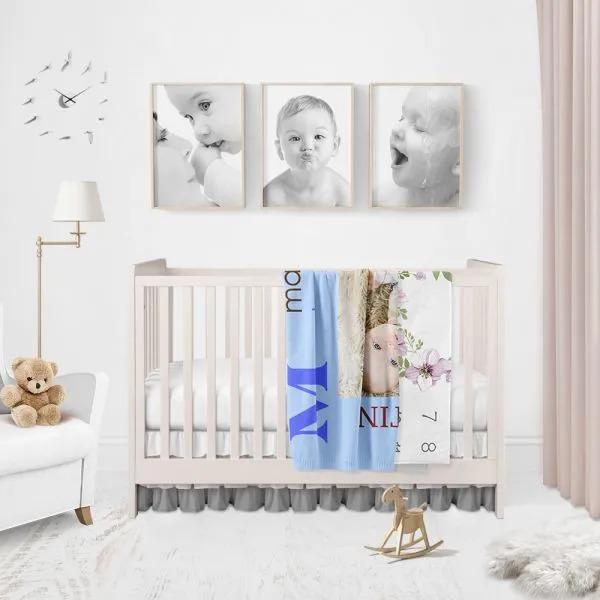Personalisiert Baby Foto Decke mit Name Geburtsdaten Personalisiert Wickeln Decke Benutzerdefiniert Wickeln Decken