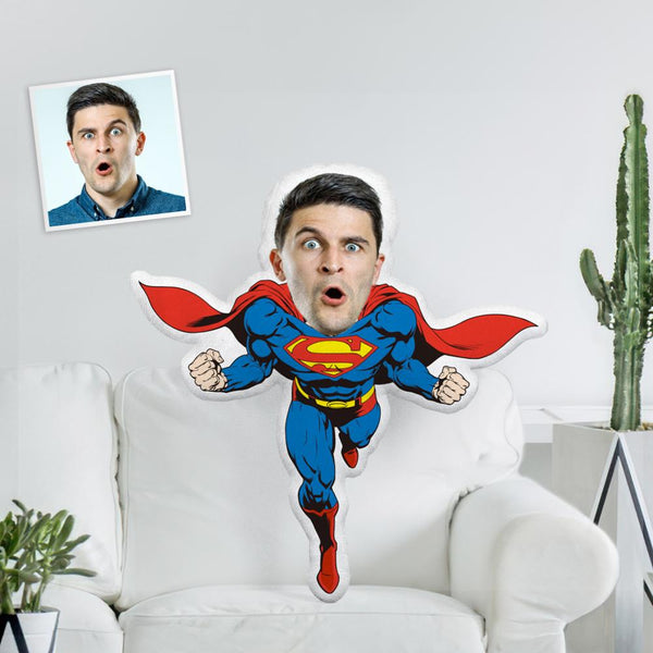 Benutzerdefinierte Gesichtsfoto Minime Puppen Personalisiertes Superman Minime Kissenspielzeug Das eigentümlichste Geschenk