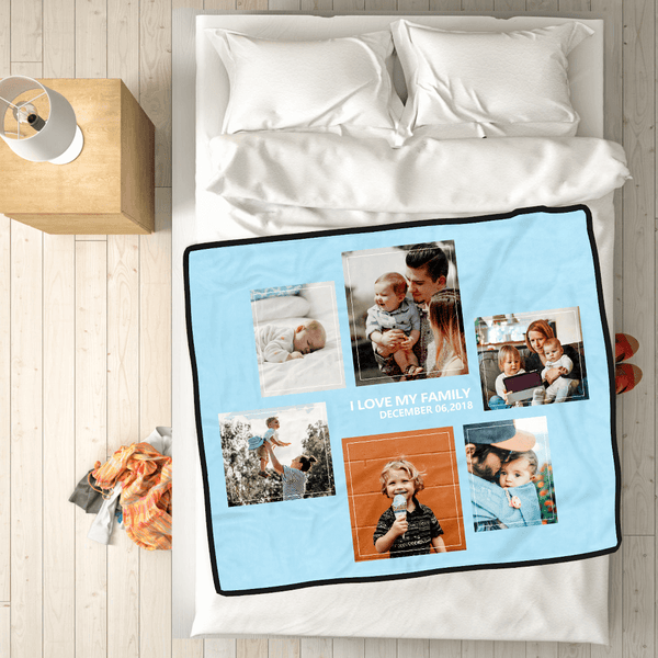 Familienliebe Benutzerdefinierte Vlies Foto Decke mit 6 Fotos