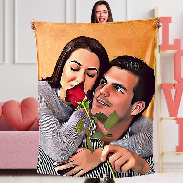 Valentinstag Geschenke Muttertagsgeschenk Benutzerdefinierte Decken Personalisierte Fotodecken Gemalte Kunst Porträt Fleece Decke