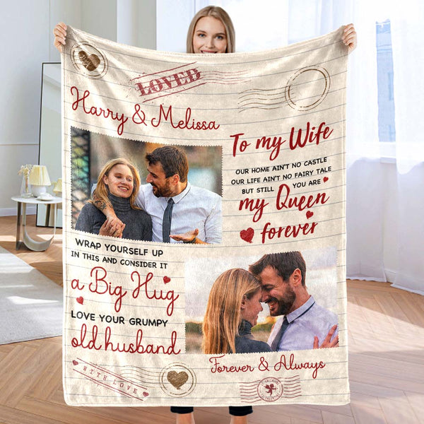 Personalisierte Decke Mit Foto Und Namen Für Meine Frau, Valentinstagsgeschenk