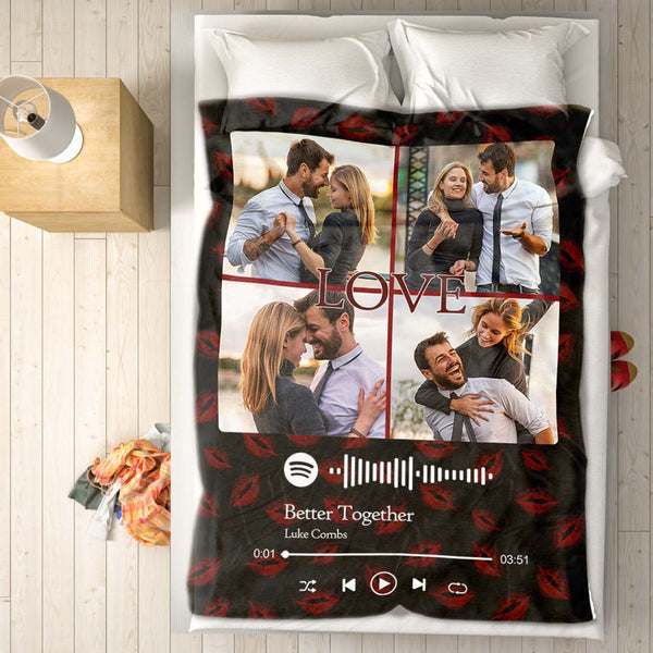 Benutzerdefinierte Fotodecke Spotify Music Code Decke Valentinstagsgeschenk