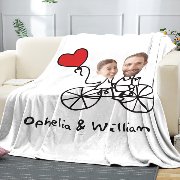 Custom Matchmaker Face Blanket Love Bike Personalisiertes Paar Foto Und Text Blanket Valentinstag Geschenk