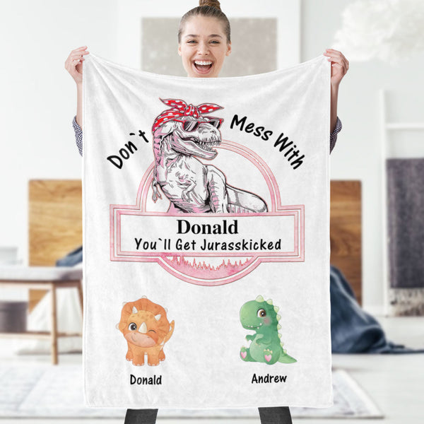 Benutzerdefinierte Gravierte Decke Benutzerdefinierte Dinosaurier Don't Mess With Mamasaurus Bestes Geschenk Für Mutter