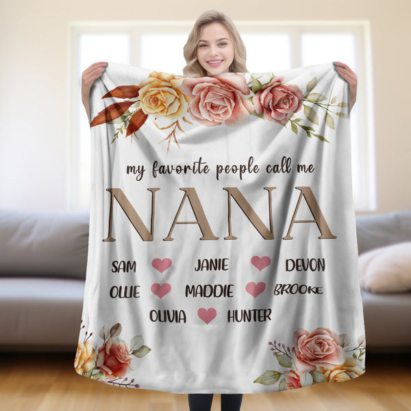 Individuelle Decke „My Favorite People Call Me“ als Muttertagsgeschenk für Oma