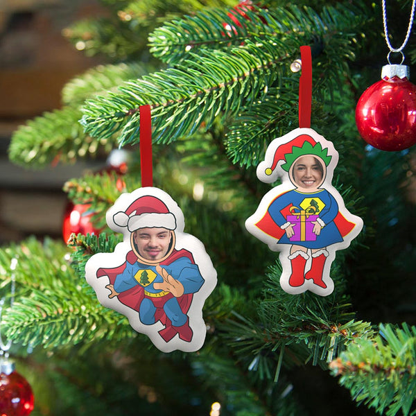 Benutzerdefinierte Superman Und Superwoman Hängende Dekorationen Personalisierte Gesicht Weihnachten Hängende Dekoration