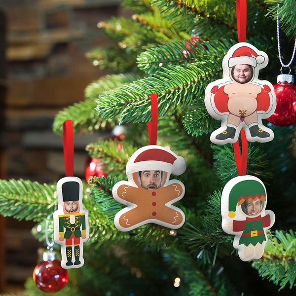 Benutzerdefinierte Weihnachts-hängedekorationen Personalisiertes Gesicht Weihnachts-hängedekoration Santa Und Elf-hängedekoration