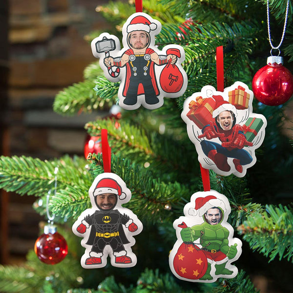 Benutzerdefinierte Superhelden-dekorationen Personalisiertes Gesicht Weihnachtsdekoration Zum Aufhängen Superhelden-dekor-set