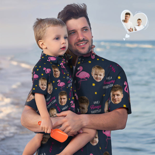 Custom Face Hawaiihemd Passendes Vatertagshemd Vatertagsgeschenk - Haben Sie Einen Flammenden Vatertag - GesichtSocken
