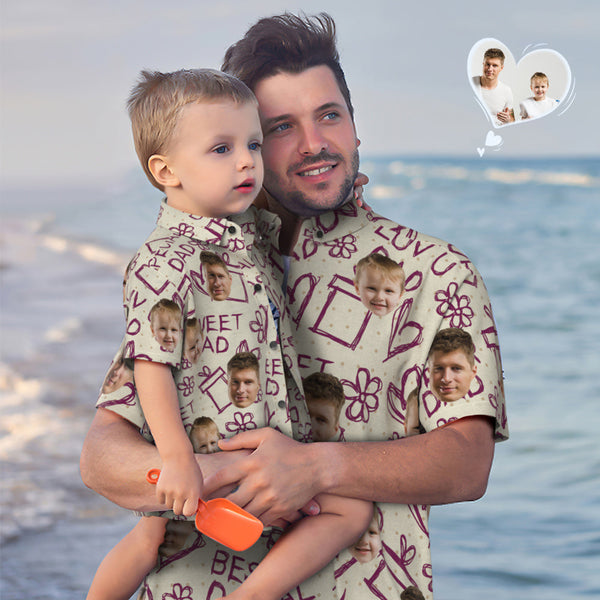 Custom Face Hawaiian Shirt Passendes Vatertagshemd Vatertagsgeschenk - Love Dad