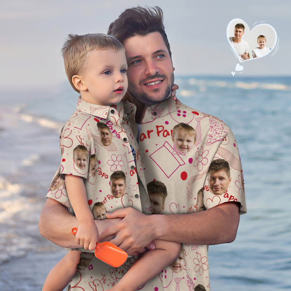 Benutzerdefiniertes Gesicht Hawaiihemd Passendes Vatertagshemd Vatertagsgeschenk - Süßer Papa