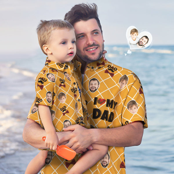 Benutzerdefiniertes Foto Hawaiihemd Personalisiertes Gesicht Hawaiihemd Geschenk Vatertagsgeschenk - I Love My Dad - GesichtSocken