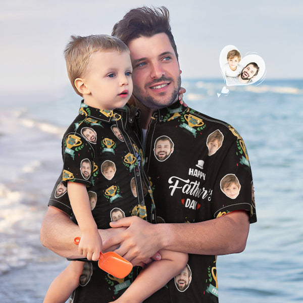 Benutzerdefiniertes Foto Hawaiihemd Personalisiertes Gesicht Hawaiihemd Geschenk Vatertagsgeschenk - Bester Vater Aller Zeiten - GesichtSocken