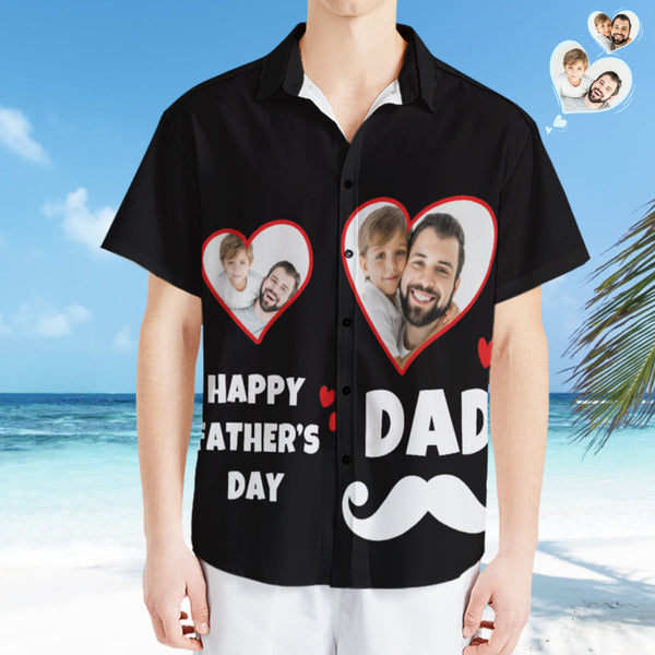 Benutzerdefiniertes Foto Hawaiihemd Personalisierte Vater Und Sohn Hawaiihemd Geschenk Vatertagsgeschenk