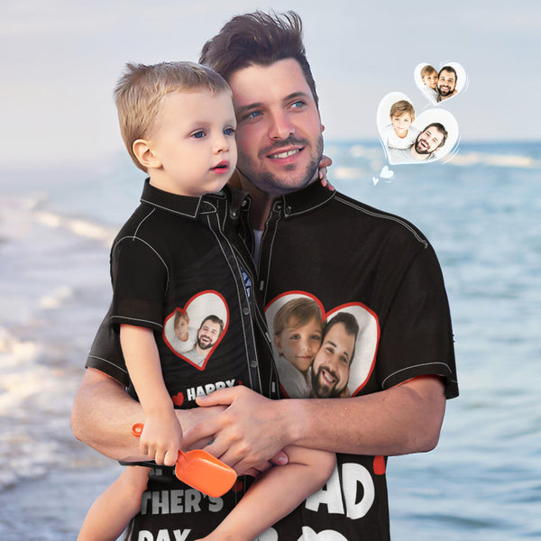 Benutzerdefiniertes Foto Hawaiihemd Personalisierte Vater Und Sohn Hawaiihemd Geschenk Vatertagsgeschenk