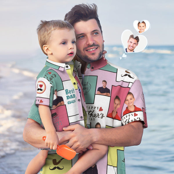 Kundenspezifisches Foto-hawaii-hemd Personalisiertes Vater- Und Sohn-hawaii-hemd-vatertagsgeschenk - GesichtSocken