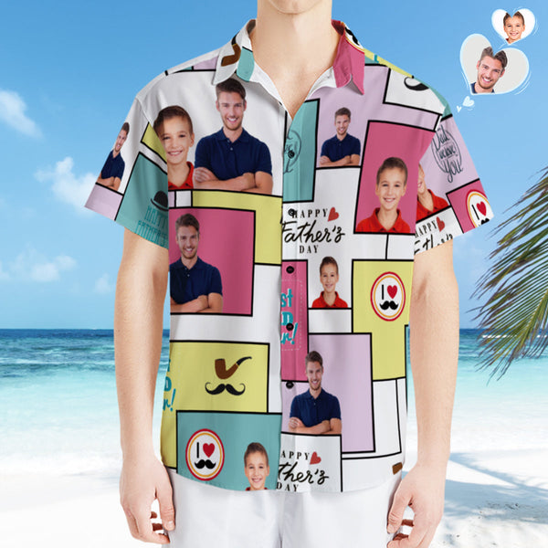 Kundenspezifisches Foto-hawaii-hemd Personalisiertes Vater- Und Sohn-hawaii-hemd-vatertagsgeschenk