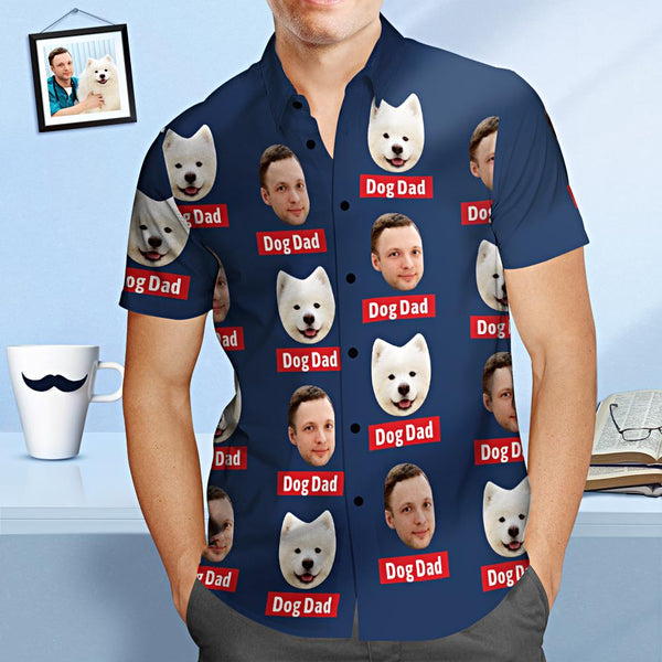 Custom Face Hawaiian Shirt Personalisiertes Hund Papa Vatertags Shirt Geschenk Für Papa - GesichtSocken