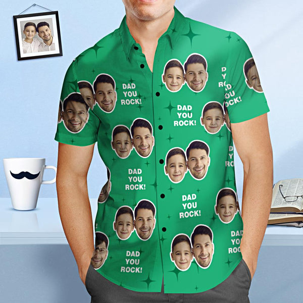 Custom Face Hawaiian Shirt Dad You Rock Personalisiertes Vatertags-shirt-geschenk Für Papa
