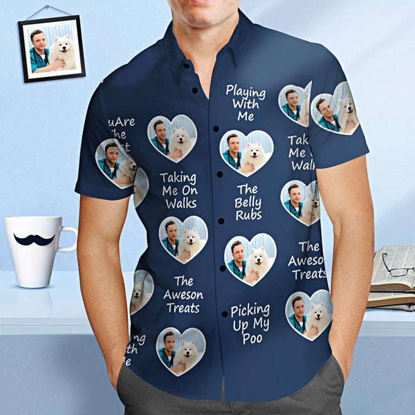 Benutzerdefiniertes Gesicht Hawaiihemd Bester Hund Papa Personalisiertes Vatertagshemd Geschenk Für Papa