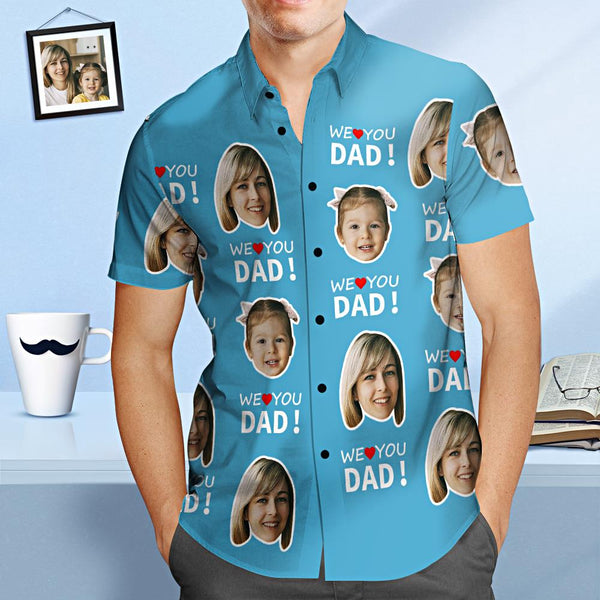 Custom Face Hawaiihemd We Love You Dad Personalisiertes Vatertagshemd Geschenk Für Papa